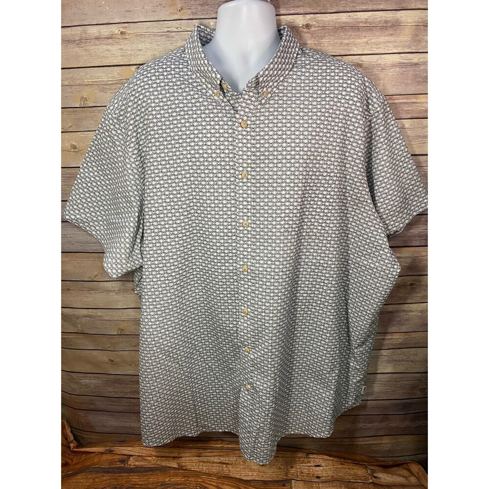 ROWM Men’s Button-Up Shirt Size 4XB, Black & White Diamond Pattern Short Sleeve